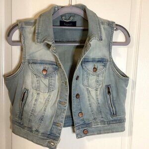 Liquid X Denim Washed Out Jean Sleeveless Cropped Vest Size S/P Layering